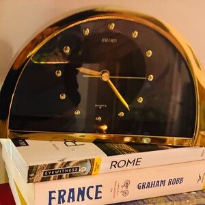 Seiko Elegant Gold and Black Half-Moon Wall Clock